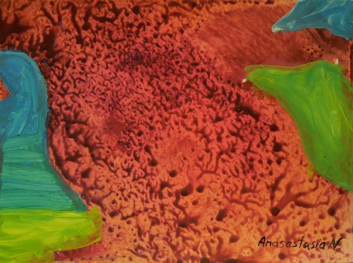 Art Studio PALETTE. Anastasia Nistor Picture.  Wax Landscape Trees 