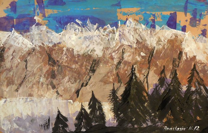 Art Studio PALETTE. Anastasia Nistor Picture.  Tempera Landscape Nature 