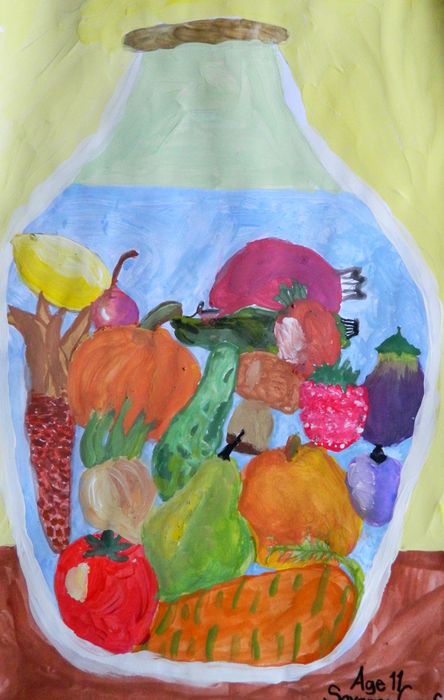 Art Studio PALETTE. Savanna Cornfield Picture.   Still Life Fruits & Vegi 