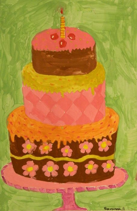 Art Studio PALETTE. Savanna Cornfield Picture.  Tempera Fantasy Cakes 