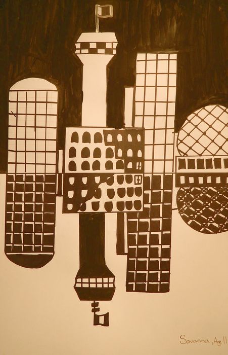 Art Studio PALETTE. Savanna Cornfield Picture.  Ink   