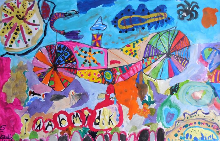 Art Studio PALETTE. Nadegda Nivinskaia Picture.  Marker, Tempera Design Bicycle 