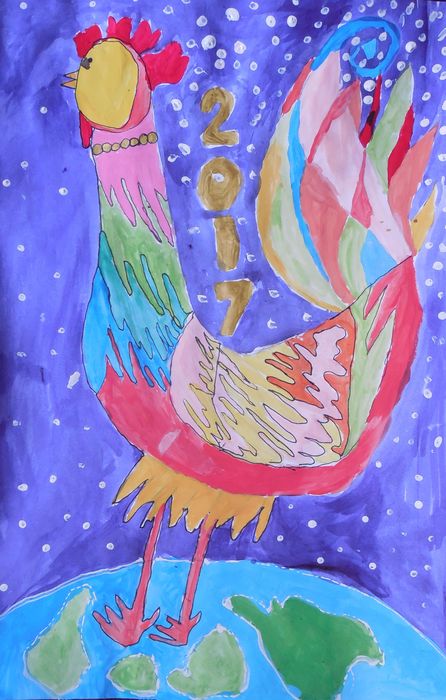 Art Studio PALETTE. Nadegda Nivinskaia Picture.  Marker, Tempera Holidays New Year 