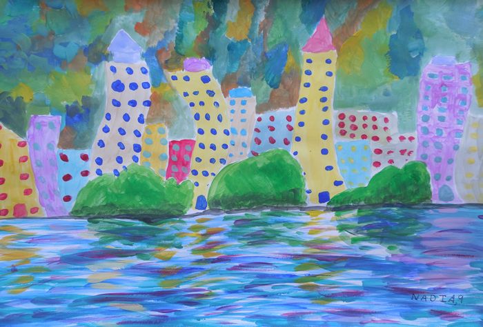 Art Studio PALETTE. Nadegda Nivinskaia Picture.  Tempera Landscape Vancouver BC 