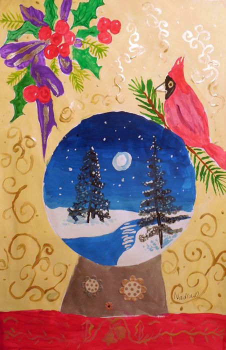 Art Studio PALETTE. Nadegda Nivinskaia Picture.  Tempera Holidays Christmas 