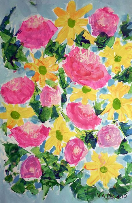 Art Studio PALETTE. Nadegda Nivinskaia Picture.  Tempera Plants Flowers 