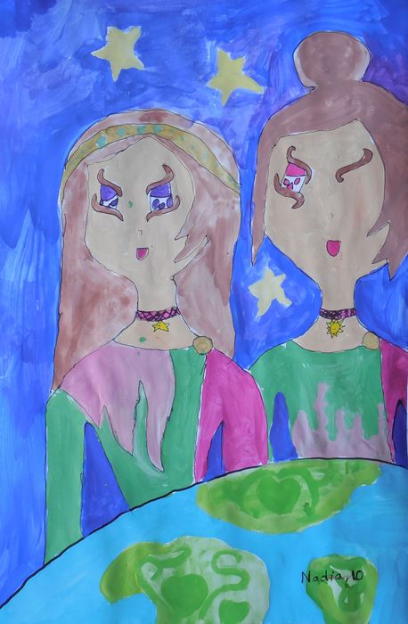 Art Studio PALETTE. Nadegda Nivinskaia Picture.  Marker, Tempera People People 