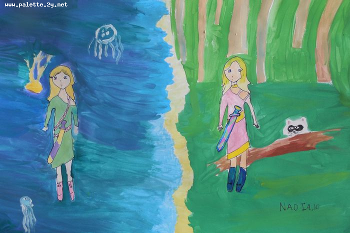 Art Studio PALETTE. Nadegda Nivinskaia Picture.  Marker, Tempera People Activities 