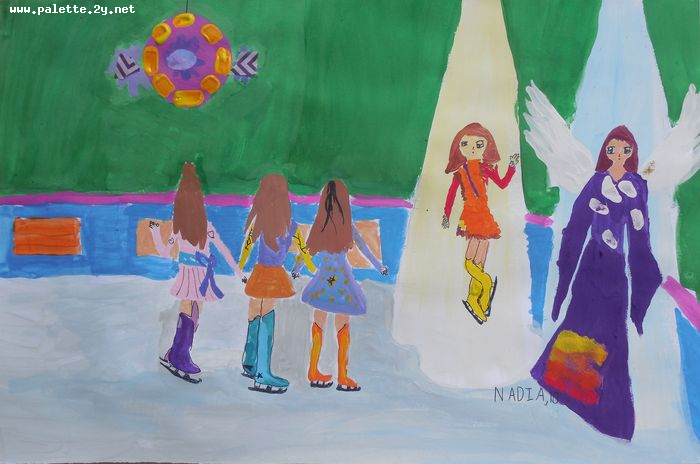 Art Studio PALETTE. Nadegda Nivinskaia Picture.  Tempera People Activities 