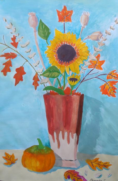 Art Studio PALETTE. Alexander Zajaczkowski Picture.  Tempera Still Life Still Life 