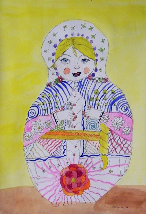 Art Studio PALETTE. Eugenia Lupu Picture.  Watercolour, Ink Dec. Art Matryoshka  