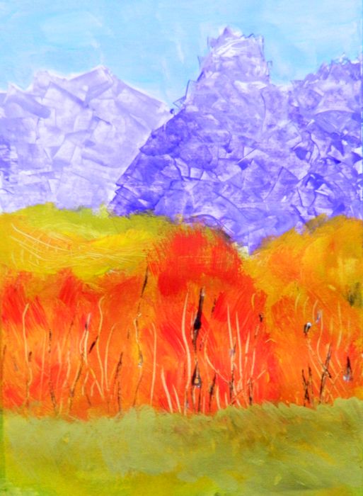 Art Studio PALETTE. Khrystina Samsonova Picture.  Tempera Landscape Fall 