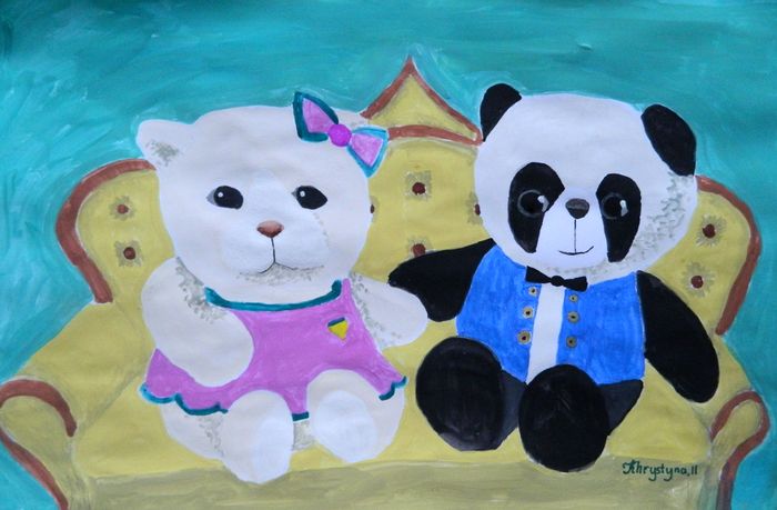 Art Studio PALETTE. Khrystina Samsonova Picture.  Tempera Fantasy Favorite Toy Счастливое Семейство