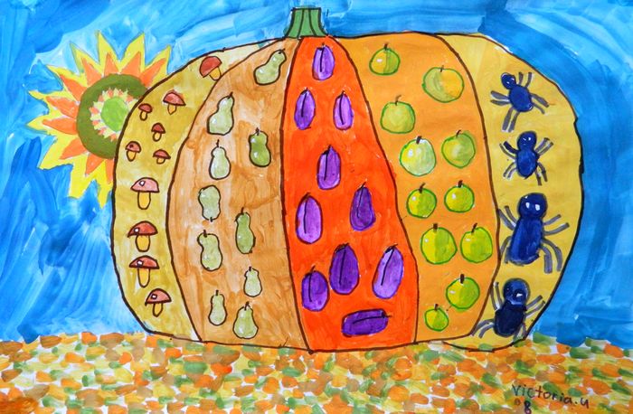 Art Studio PALETTE. Victoria Ustyugova Picture.  Marker, Tempera Holidays Halloween 