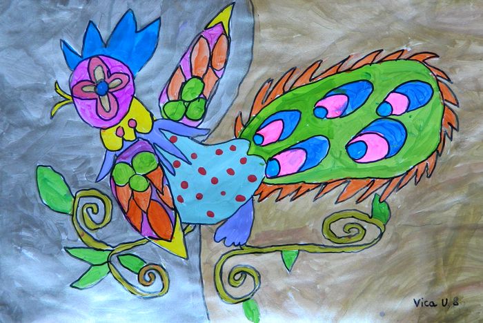 Art Studio PALETTE. Victoria Ustyugova Picture.  Marker, Tempera Dec. Art Birds 