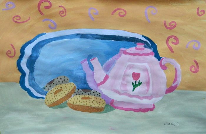 Art Studio PALETTE. Nina Lazarevic Picture.  Tempera Still Life Still Life 