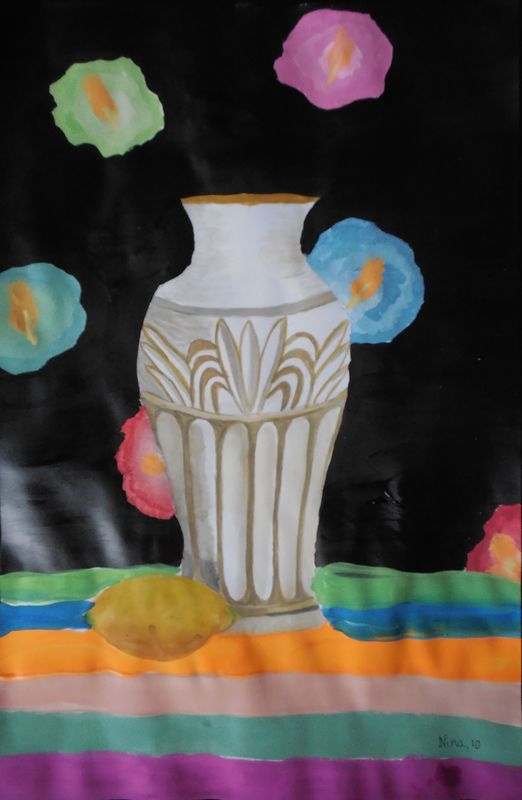 Art Studio PALETTE. Nina Lazarevic Picture.  Tempera Still Life Still Life 