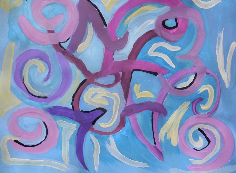 Art Studio PALETTE. Nina Lazarevic Picture.  Tempera Fantasy Abstract 