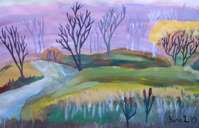 Art Studio PALETTE. Nina Lazarevic Picture.  Tempera Landscape Nature 