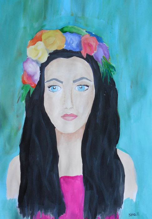 Art Studio PALETTE. Nina Lazarevic Picture.  Tempera People Portrait 