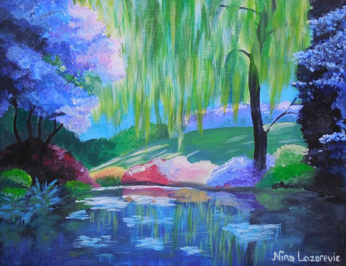 Art Studio PALETTE. Nina Lazarevic Picture. Canvas Acrylic Landscape Nature 