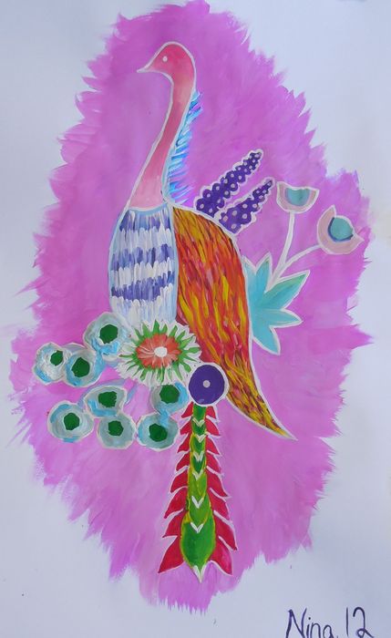 Art Studio PALETTE. Nina Lazarevic Picture.  Tempera Dec. Art Flowers 