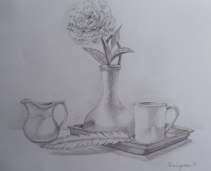 Art Studio PALETTE. Nina Lazarevic Picture.  Pencil Still Life Still Life 