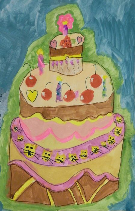 Art Studio PALETTE. Dasha Barin Picture.  Marker, Tempera Fantasy Cakes 