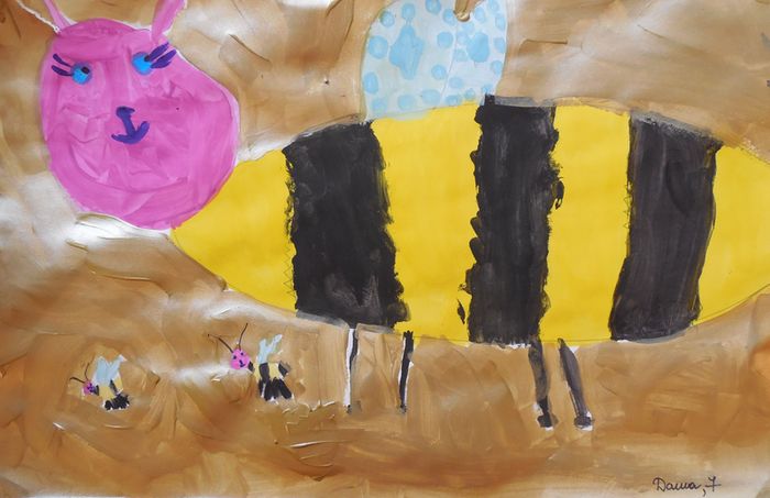 Art Studio PALETTE. Dasha Barin Picture.  Tempera Animals Insects 