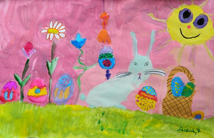 Art Studio PALETTE. Dasha Barin Picture.  Tempera Holidays Easter 