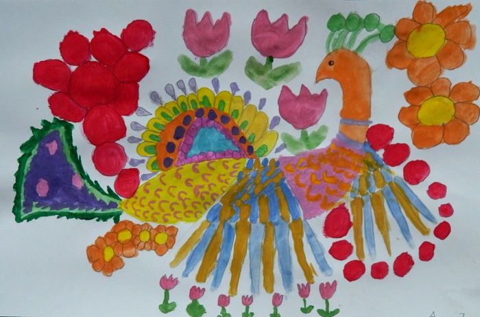 Art Studio PALETTE. Anna Yamaleev Picture.  Tempera Dec. Art Birds 