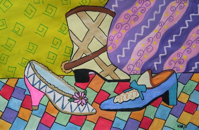 Art Studio PALETTE. Julia Barin Picture.  Marker, Tempera Design Footwear 