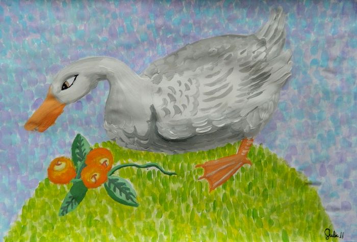 Art Studio PALETTE. Julia Barin Picture.  Tempera Animals Birds 