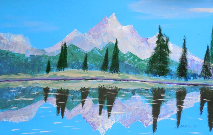 Art Studio PALETTE. Milena Markovich Picture.  Tempera Landscape Nature 