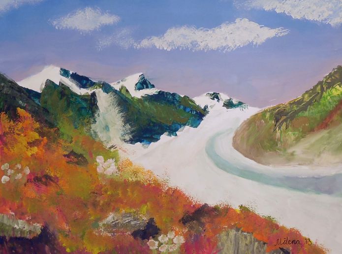 Art Studio PALETTE. Milena Markovich Picture.  Tempera Landscape Nature 