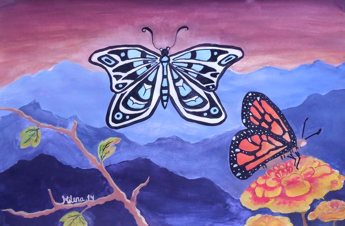 Art Studio PALETTE. Milena Markovich Picture.  Tempera Inspired by Indian Art 