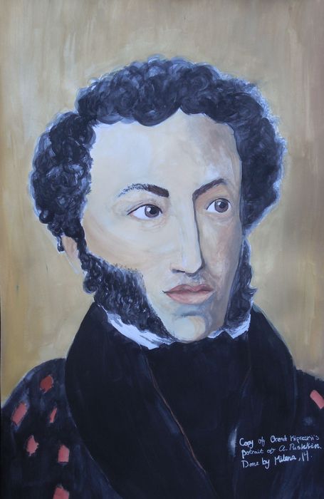 Art Studio PALETTE. Milena Markovich Picture. Fine Art Paper Tempera People Portrait А.С. Пушкин