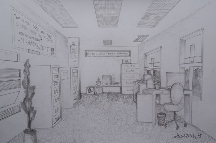 Art Studio PALETTE. Milena Markovich Picture.  Pencil Design Interior 