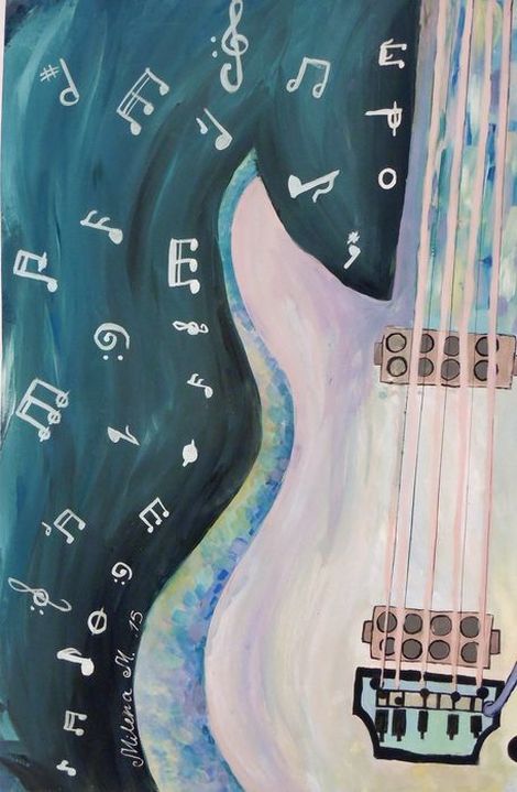 Art Studio PALETTE. Milena Markovich Picture.  Tempera Still Life Music 