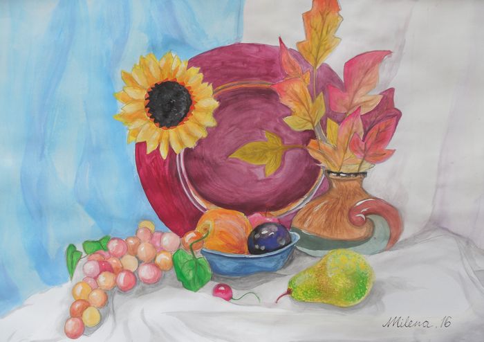 Art Studio PALETTE. Milena Markovich Picture.  Tempera Still Life Still Life 