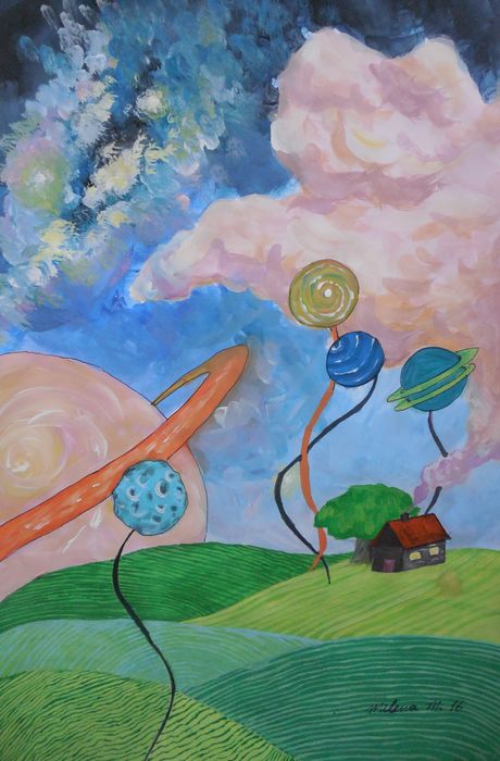 Art Studio PALETTE. Milena Markovich Picture.  Tempera Fantasy Imagenation 