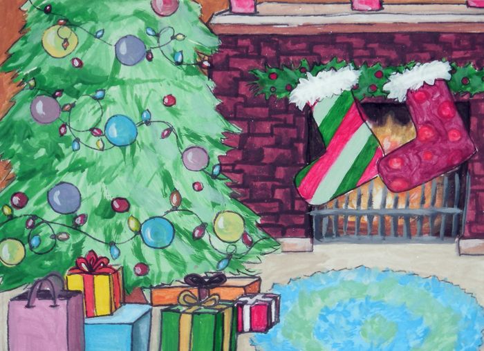 Art Studio PALETTE. Milena Markovich Picture.  Tempera Holidays Christmas 