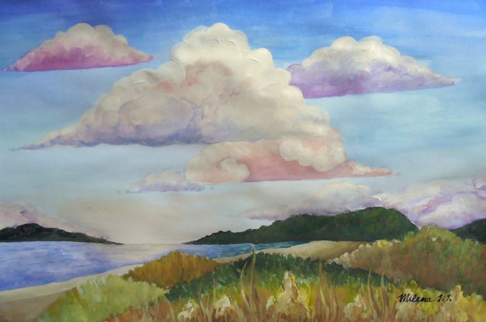 Art Studio PALETTE. Milena Markovich Picture.  Tempera Landscape Nature 