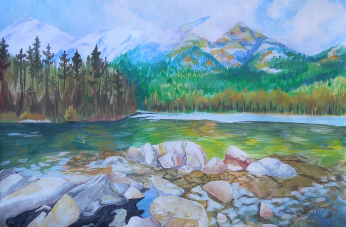 Art Studio PALETTE. Milena Markovich Picture.  Tempera Landscape Nature 