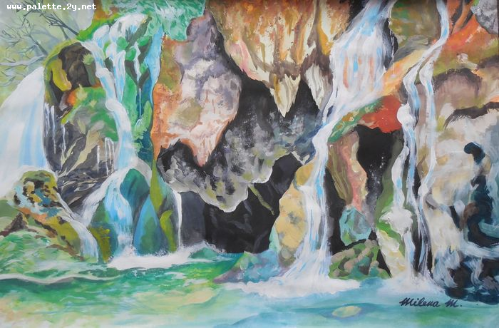 Art Studio PALETTE. Milena Markovich Picture.  Tempera Landscape Nature 