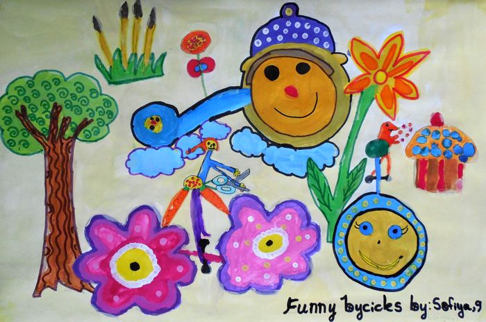 Art Studio PALETTE. Sofiya Spolitak Picture.  Marker, Tempera Design Bicycle 