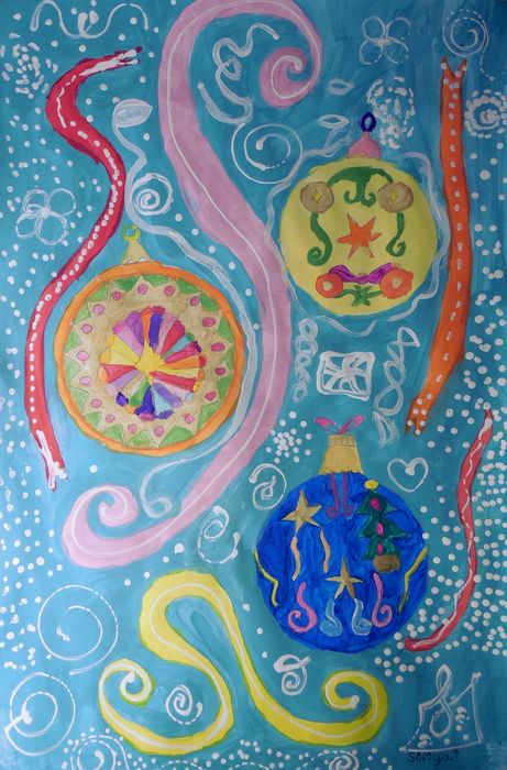 Art Studio PALETTE. Sofiya Spolitak Picture.  Tempera Holidays Christmas 