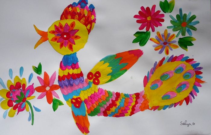 Art Studio PALETTE. Sofiya Spolitak Picture.  Tempera Dec. Art Birds 