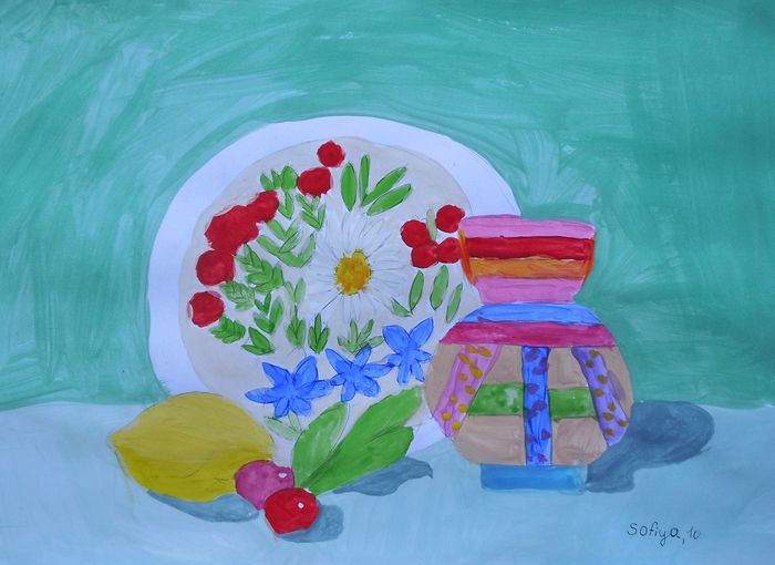 Art Studio PALETTE. Sofiya Spolitak Picture.  Tempera Still Life Still Life 
