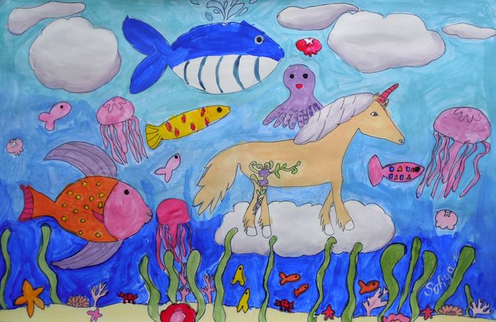 Art Studio PALETTE. Sofiya Spolitak Picture.  Marker, Tempera Animals Mix 